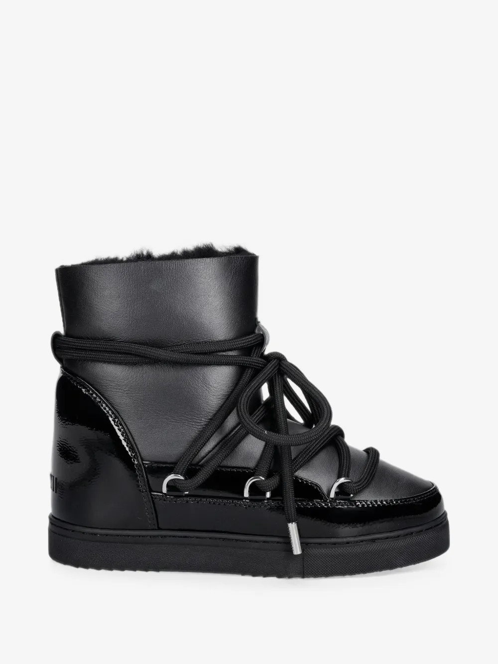 Inuikii patent-panelled lace-up ankle boots - Black | Farfetch Global