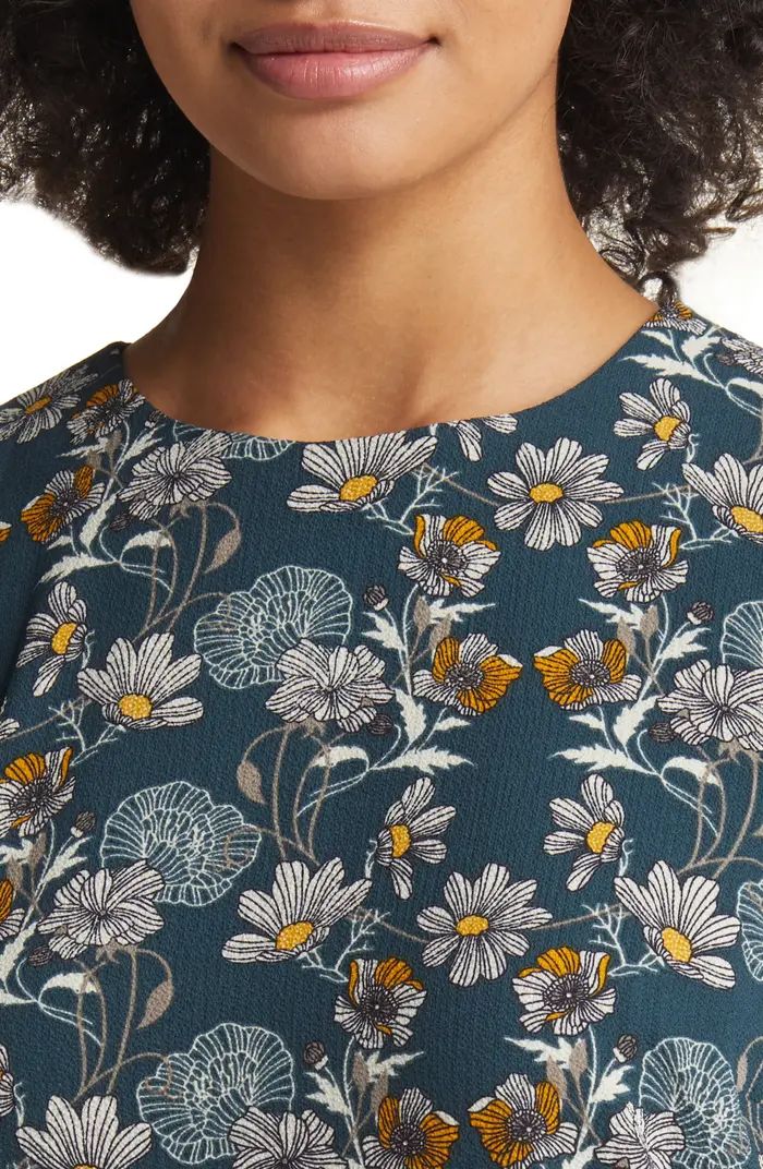 Floral Print Long Sleeve Drop Waist Minidress | Nordstrom