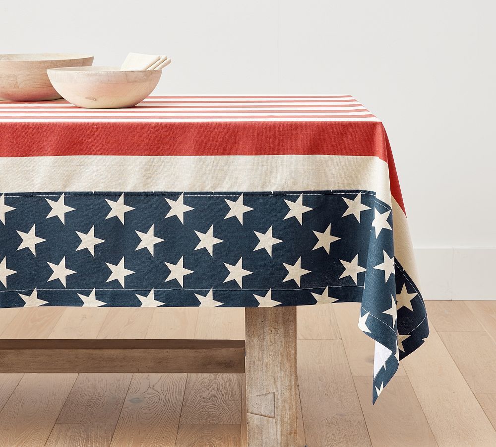 American Flag Cotton/Linen Tablecloth | Pottery Barn (US)