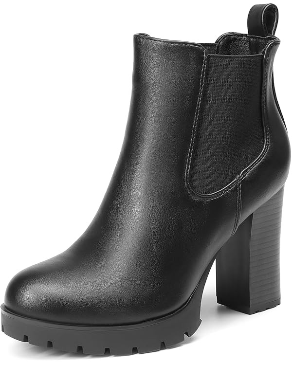 DREAM PAIRS Women's Chelsea Ankle Boots Platform Fall Boots High Chunky Heel Block Elastic Side B... | Amazon (US)