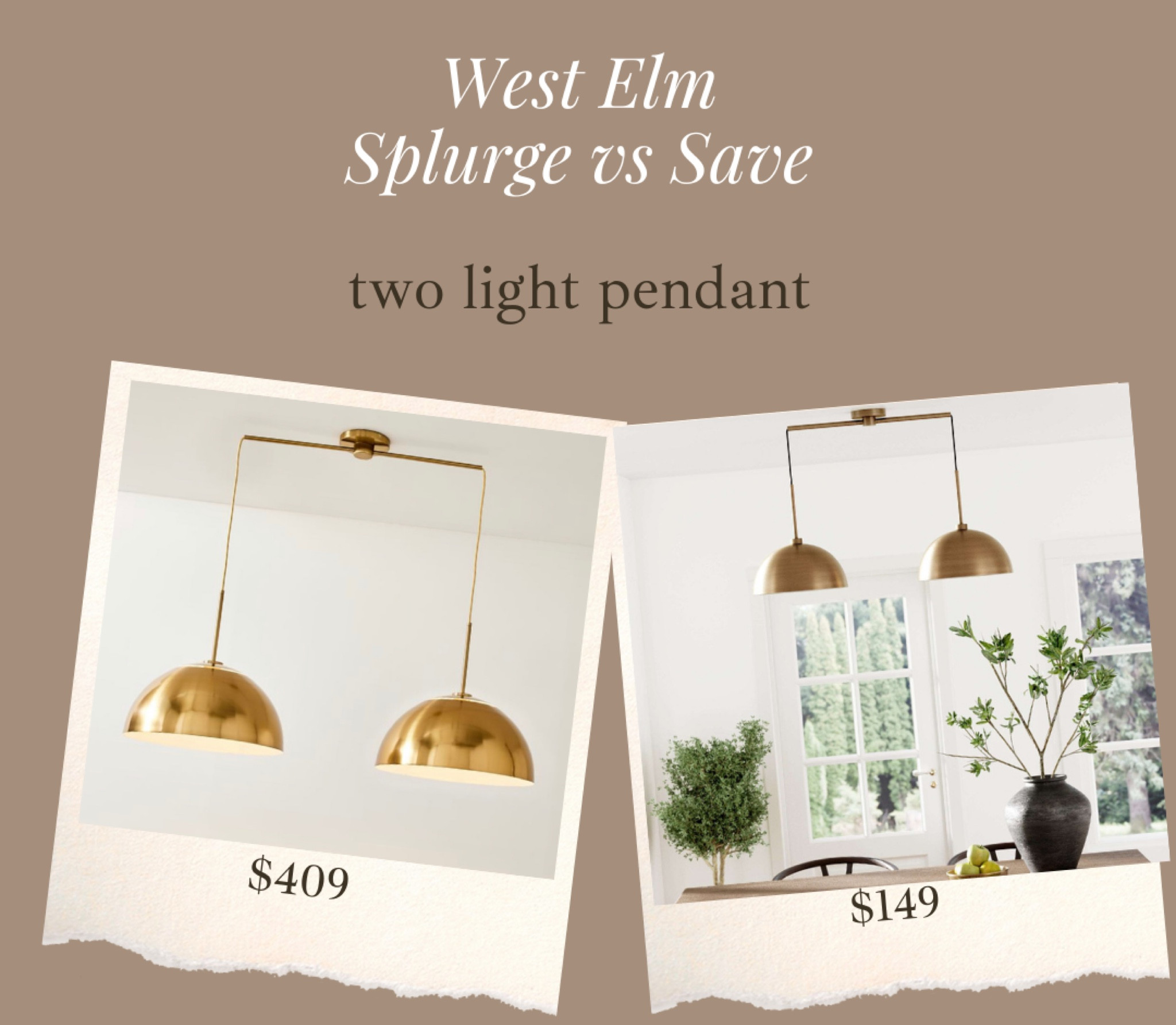 Amazing lookalike for this discontinued west elm two light pendant! This looks amazing over a dining table or kitchen island! Great price point 🤌