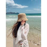 Straw Beige Hat, Organic Raffia Beach Travel Summer Boho Vacation Rustic Sun Stylish Bucket Hat | Etsy (US)