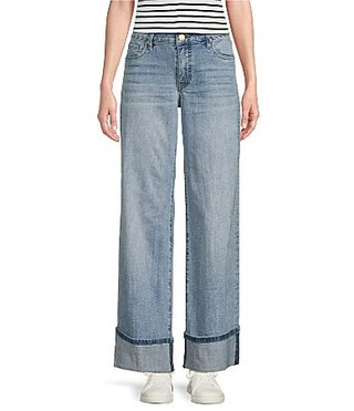 KUT from the Kloth Meg Fab-Ab High Rise Wide Leg Roll-Up Jeans - 12 | Dillard's