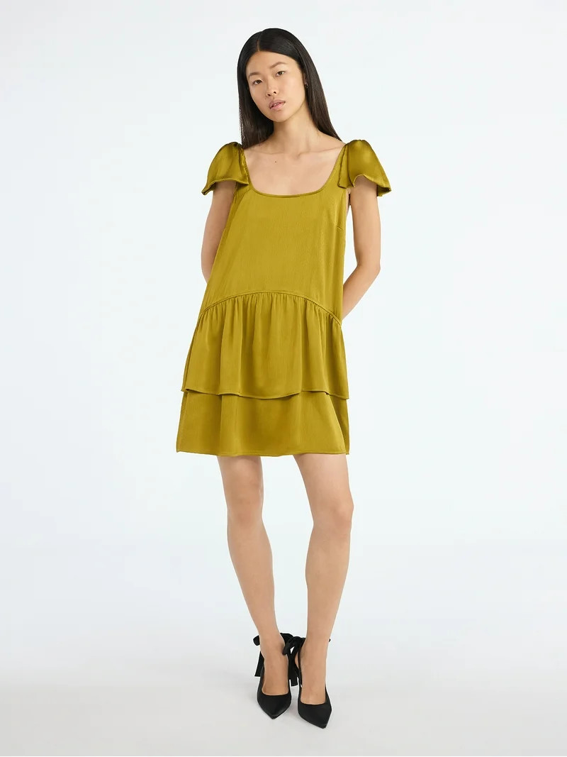 Scoop Women's Satin Bow Mini Dress, Sizes XS-XXL | Walmart (US)