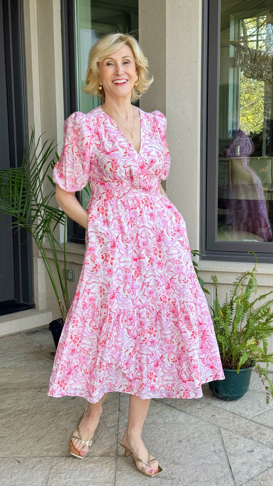 Some outfits just make you feel happy the second you put them on 🌸 This pink and red floral dress with the puff sleeves felt so feminine and cheerful, and the gold sandals added just the right little touch of sparkle.

I used to shy away from bold florals because I worried they might feel “too much,” but now I think… why not wear the color? Why not have fun with fashion? Especially over 50, I think we sometimes get told to tone things down when really this is the perfect time to wear what makes us feel alive and confident.

And puff sleeves? They’re one of my favorite ways to add a little drama without sacrificing comfort ✨

#LTKOver40 #LTKSeasonal #LTKootd