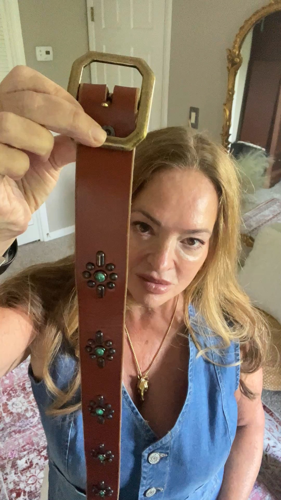 Aztec-inspired studding combines with earthy hues to channel a timeless, Southwestern motif. Set on warm Tan leather, the studded totems are centered by vibrant jade stones spaced evenly throughout. Blending traditional desert aesthetics with contemporary polish, this belt is particularly show-stopping when paired with denim. 

100% full-grain leather.

Link: https://oldstudhandmade.com/JOYOUSSTYLING

Discount code: JOYOUSSTYLING


Fans of Old Stud include Billy Bob Thornton, Lady Gaga, Leonardo DiCaprio, Anne Hathaway, Madonna, Mick Jagger, and more.


Each belt is handcrafted in the USA using the highest-quality materials and traditional methods

Old Stud Handmade is an artisanal leather accessories brand, producing luxury studded belts & cuffs since 1989. 
California craftsman Jeff Fuller launched Old Stud with the goal of creating unique handmade products in a world dominated by mass production factories. Starting with the vintage belts he'd been collecting for decades, Fuller mastered time-honored leatherworking methods and began creating his own hand-studded designs. The resulting belts and cuffs were soon recognized as truly unique, and caught the attention of fashionistas and celebrities around the world.

#LTKOver40 #LTKgrwm #LTKootd