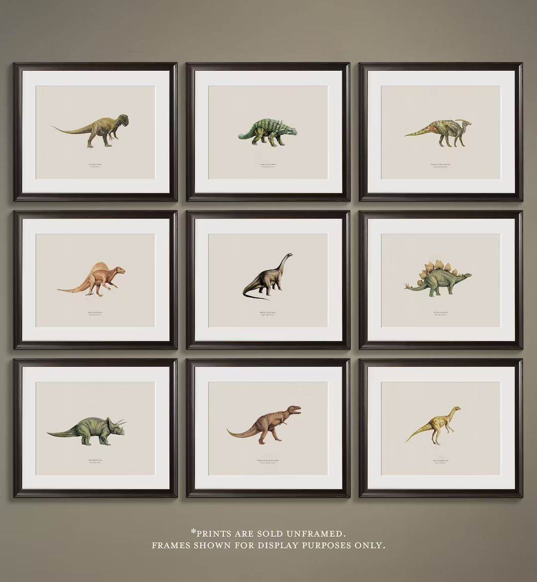 Dinosaur Wall Art, Vintage Dinosaur Prints, Dinosaur Art Prints, Dinosaur Wall Art for Boy's Nurs... | Etsy (US)
