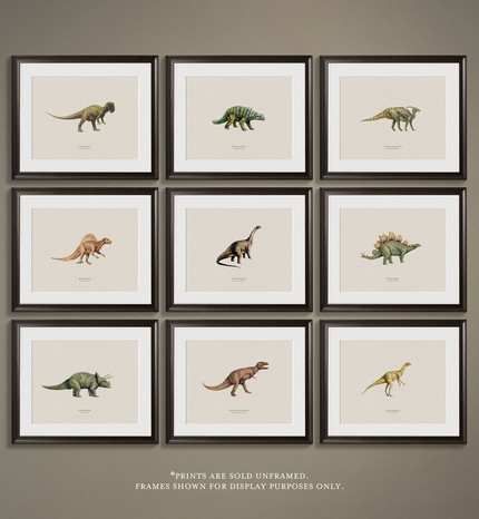 Dinosaur Wall Art, Vintage Dinosaur Prints, Dinosaur Art Prints, Dinosaur Wall Art for Boy's Nurs...
