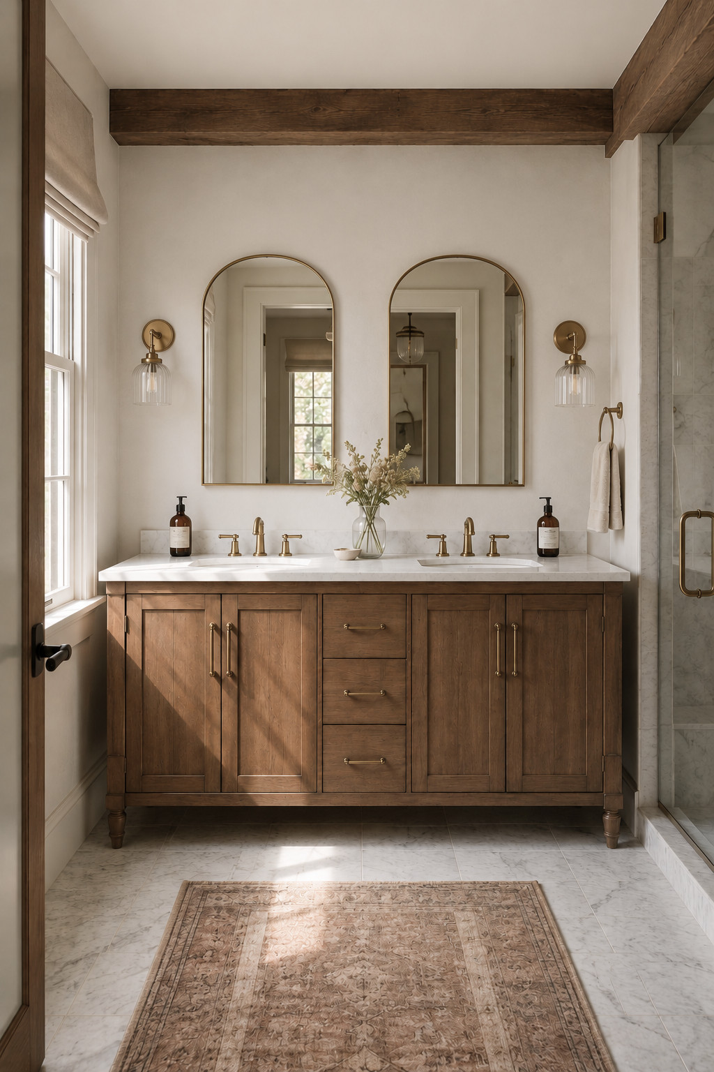 shop this modern cozy powder bath 🤍 bathroom vanity, bathroom organization, bathroom mirror, bathroom decor, bathroom rug, small bathroom design, bathroom design, bathroom designs, powder bath, powder room, powder bathroom, powder room wallpaper, half bath, half bathroom, half bath wallpaper, bathroom vanity, bathroom decor, bathroom lighting, bathroom mirror, lighting fixture, sconce lights, sconce lighting, vanity light, brass bathroom faucet, gold bathroom faucet, champagne bronze bathroom, champagne bronze mirror, champagne bronze hardware, champagne bronze cabinet pulls 

 #LTKHome #LTKSaleAlert