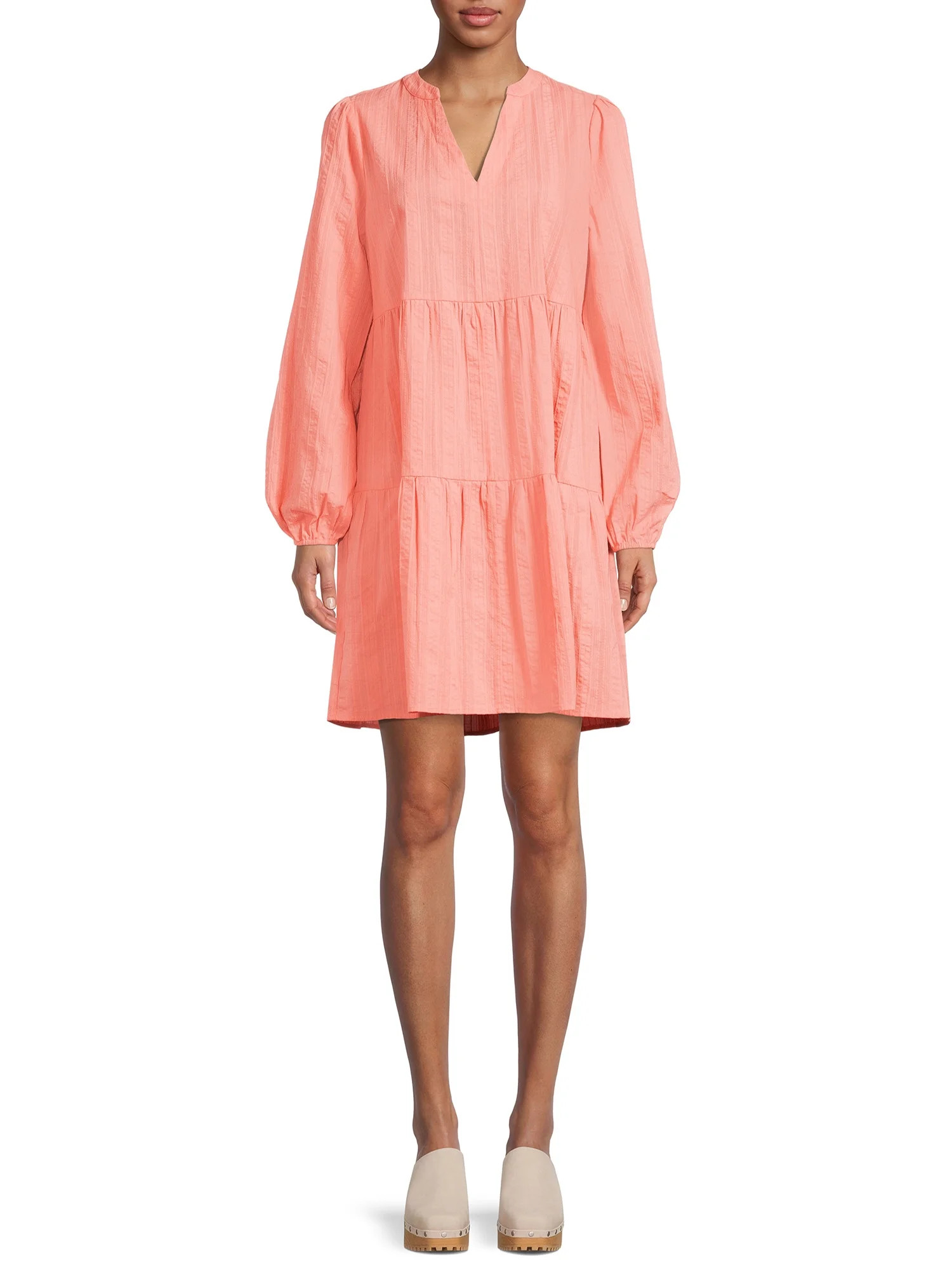 Time And Tru Women's Eyelet Dress with Long Sleeves, Sizes XS-XXXL | Walmart (US)