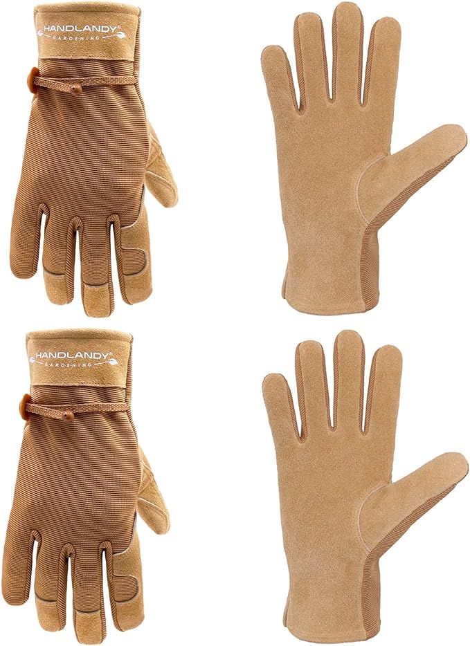HLDD HANDLANDY Work Gloves for Women and Ladies, Leather Gardening Gloves Flexible Mechanic Worki... | Amazon (US)