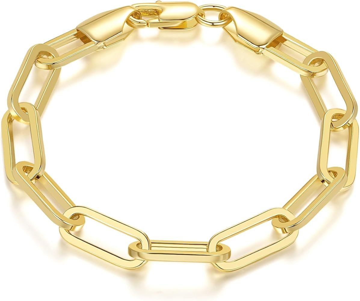 Pulseras de oro para mujeres y hombres, pulsera robusta de cadena de oro con clip para mujer, cap... | Amazon (US)