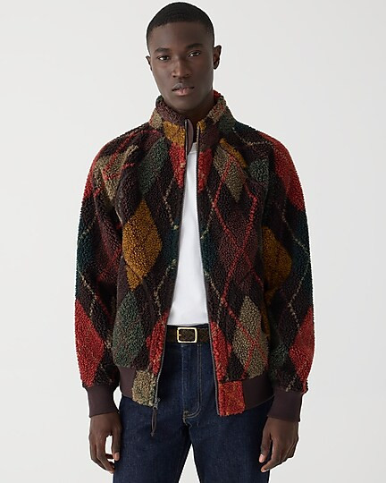 Nordic sherpa fleece jacket in mixed argyle | J. Crew US