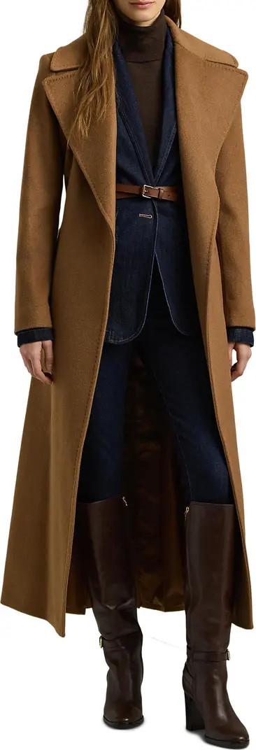 Lauren Ralph Lauren Belted Wool Blend Wrap Coat | Nordstrom | Nordstrom