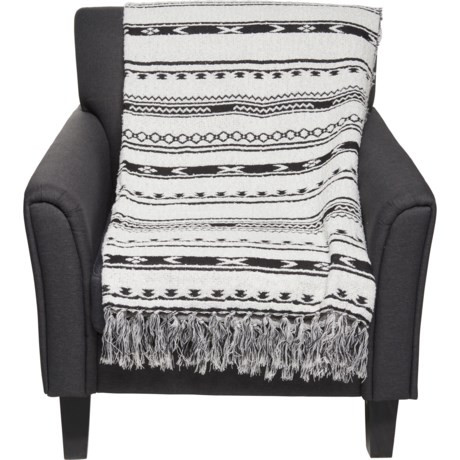 Rachel Rachel Roy Pawnee Aztec Throw Blanket - 50x60”, Black-White | Sierra