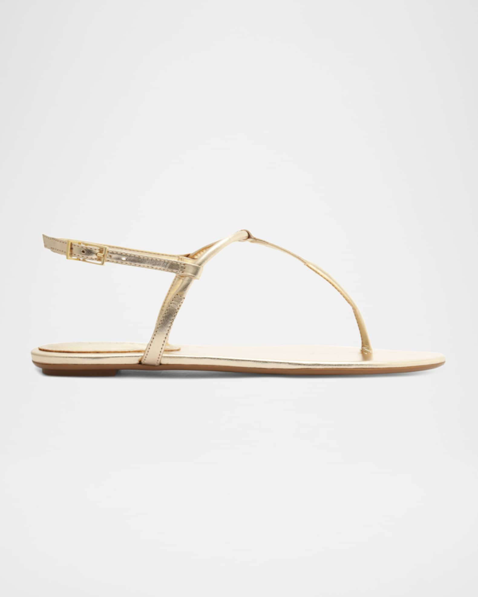 Elsha Metallic T-Strap Flat Sandals | Neiman Marcus