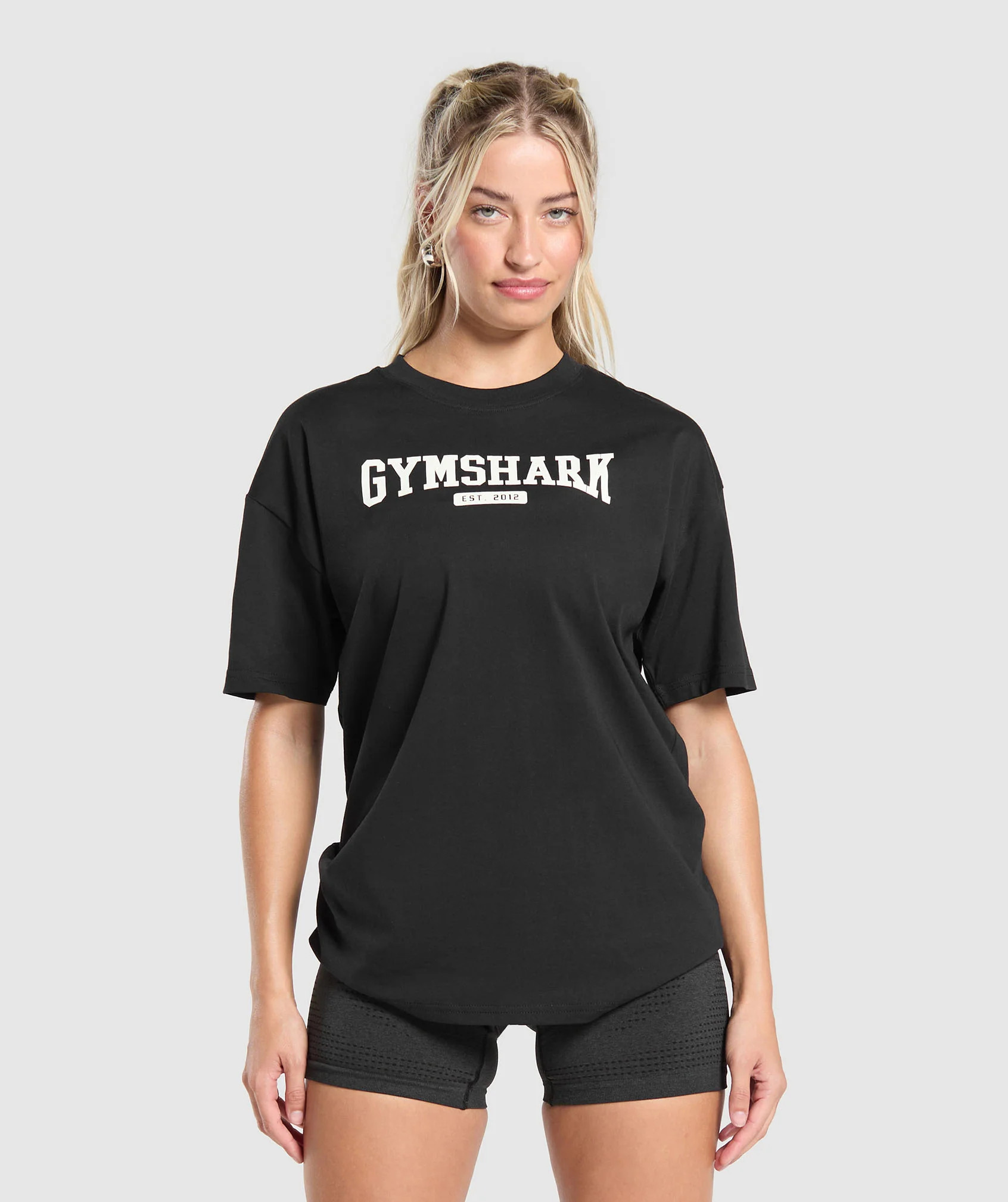 Gymshark Collegiate Lifestyle Oversized T-Shirt - Black | Gymshark US