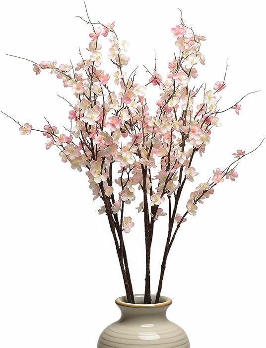 CLONG Artificial Cherry Blossom Branches for Vase Faux Cherry Blossom Stems Long Stem Artificial ... | Amazon (US)
