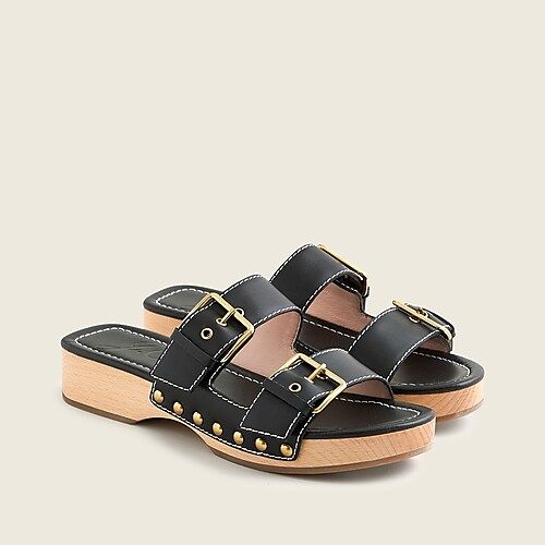 Leather double buckle-strap sandals | J.Crew US