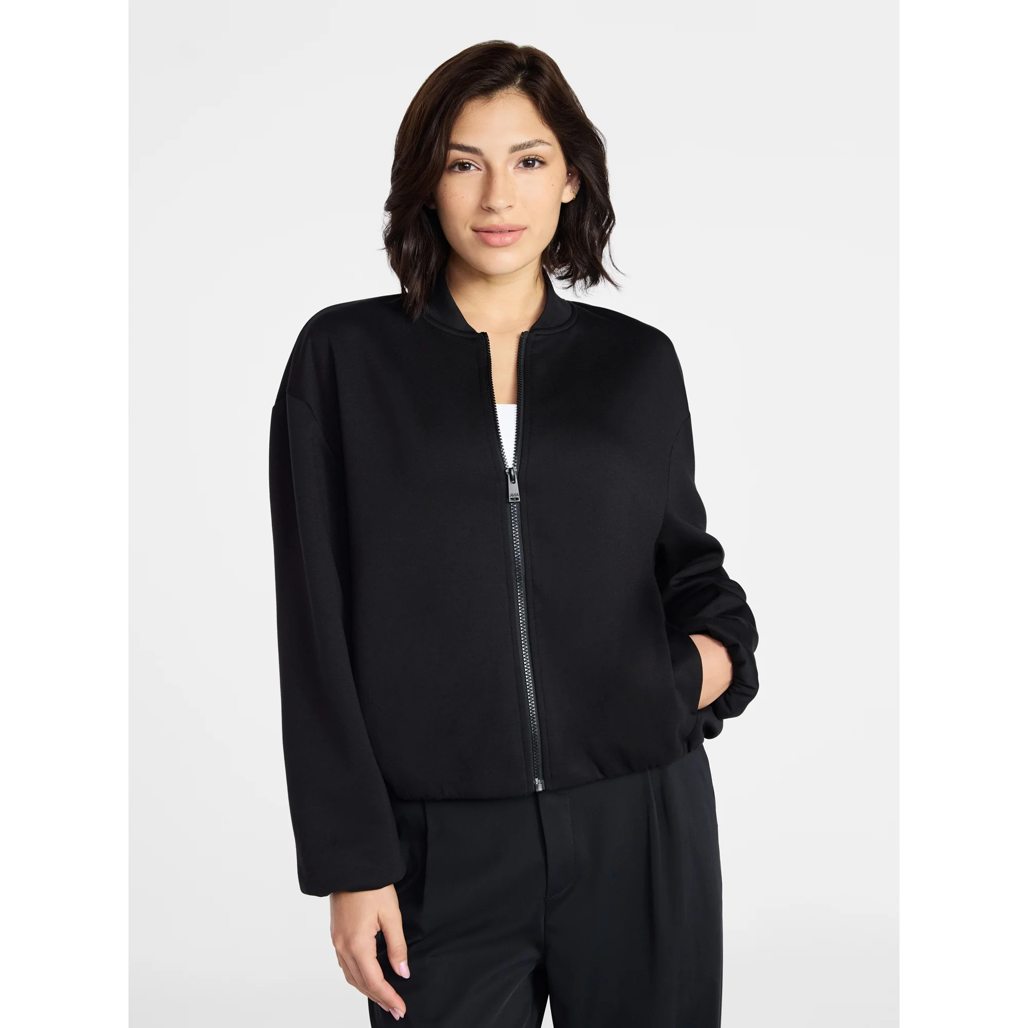 Avia Women's ScubaKnit Bubble Hem Bomber Jacket, Sizes XS-XXXL | Walmart (US)