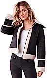 Sugarlips Women's Embers Vegan Leather Sheepskin Jacket, Black-Cream, M | Amazon (US)