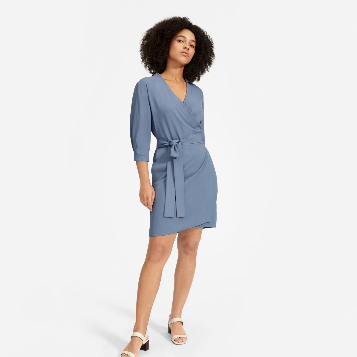 The Japanese GoWeave Long-Sleeve Mini Wrap Dress | Everlane