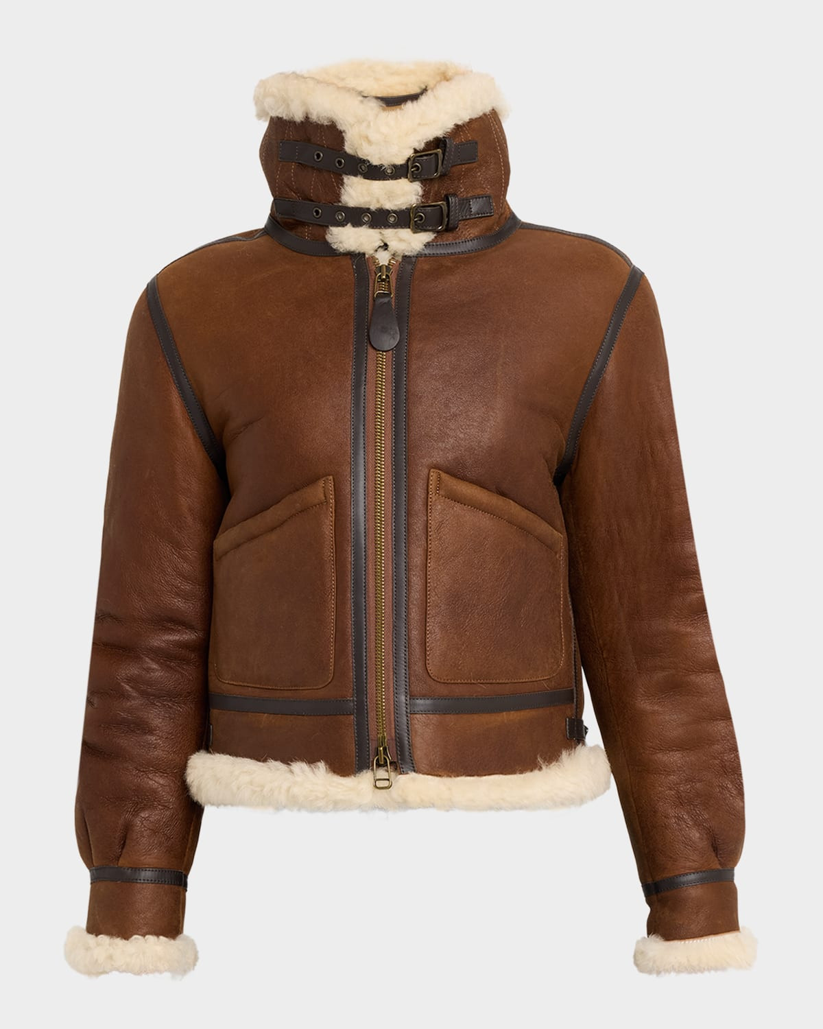 Zip-Front Shearling Flight Jacket | Neiman Marcus