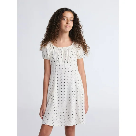 Weekend Academy Girls Short Puff Sleeve Babydoll Dress, Sizes 4-18 | Walmart (US)