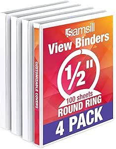Samsill Economy 3 Ring View Binder, .5 Inch Round Ring – Holds 125 Sheets, PVC-Free / Non-Stick... | Amazon (US)