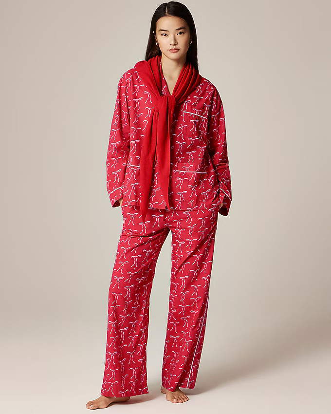 Cotton poplin pajama pant set in vintage bow print | J. Crew US