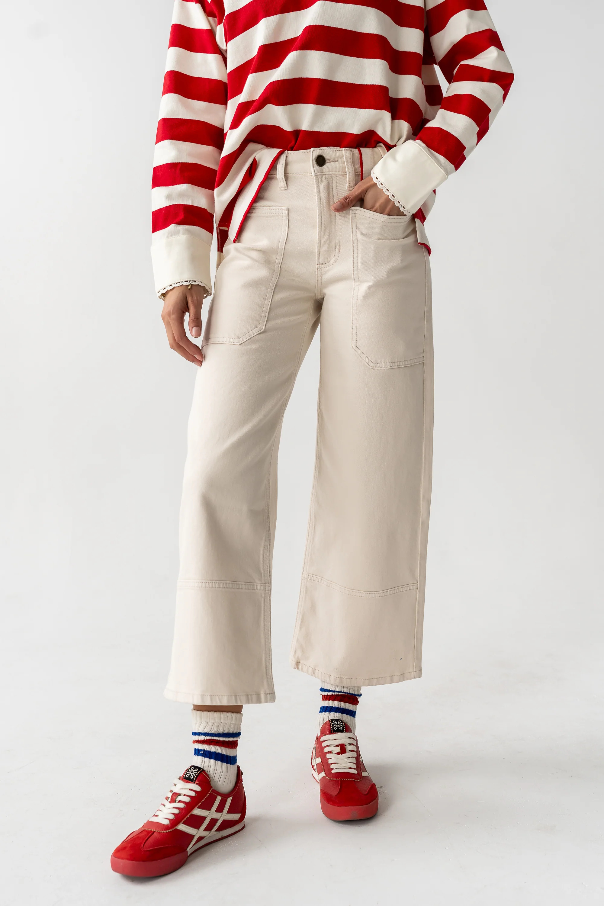 Mylah Wide Leg Jeans in Ivory | Böhme US