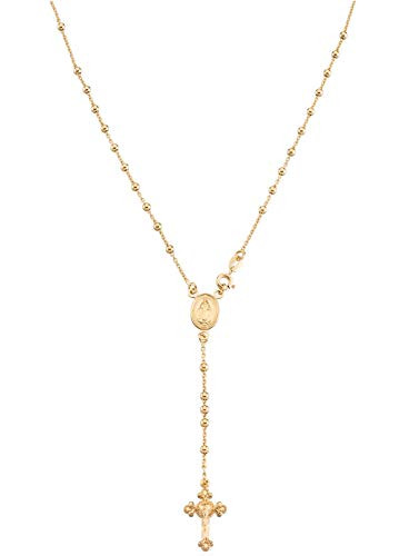 Miabella Italian 925 Sterling Silver or 18K Gold Plated Rosary Bead Cross Y Necklace Chain for Wo... | Amazon (US)