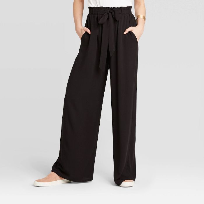 Women's Mid-Rise Belted Wide Leg Soft Pants - Xhilaration™ Black | Target