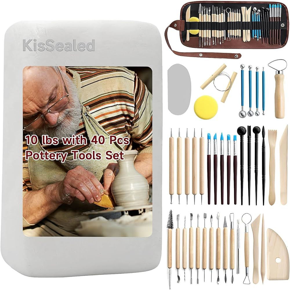 Natural Air-Dry Clay, White Pottery Clays 10 LBs with 40 Pcs Pottery Tools Sculpting Tool Set for... | Amazon (CA)