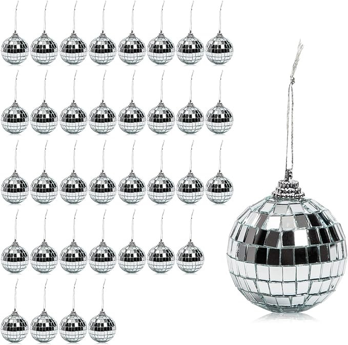 Disco Ball Christmas Tree Ornaments (2 In, 36 Pack) | Amazon (US)