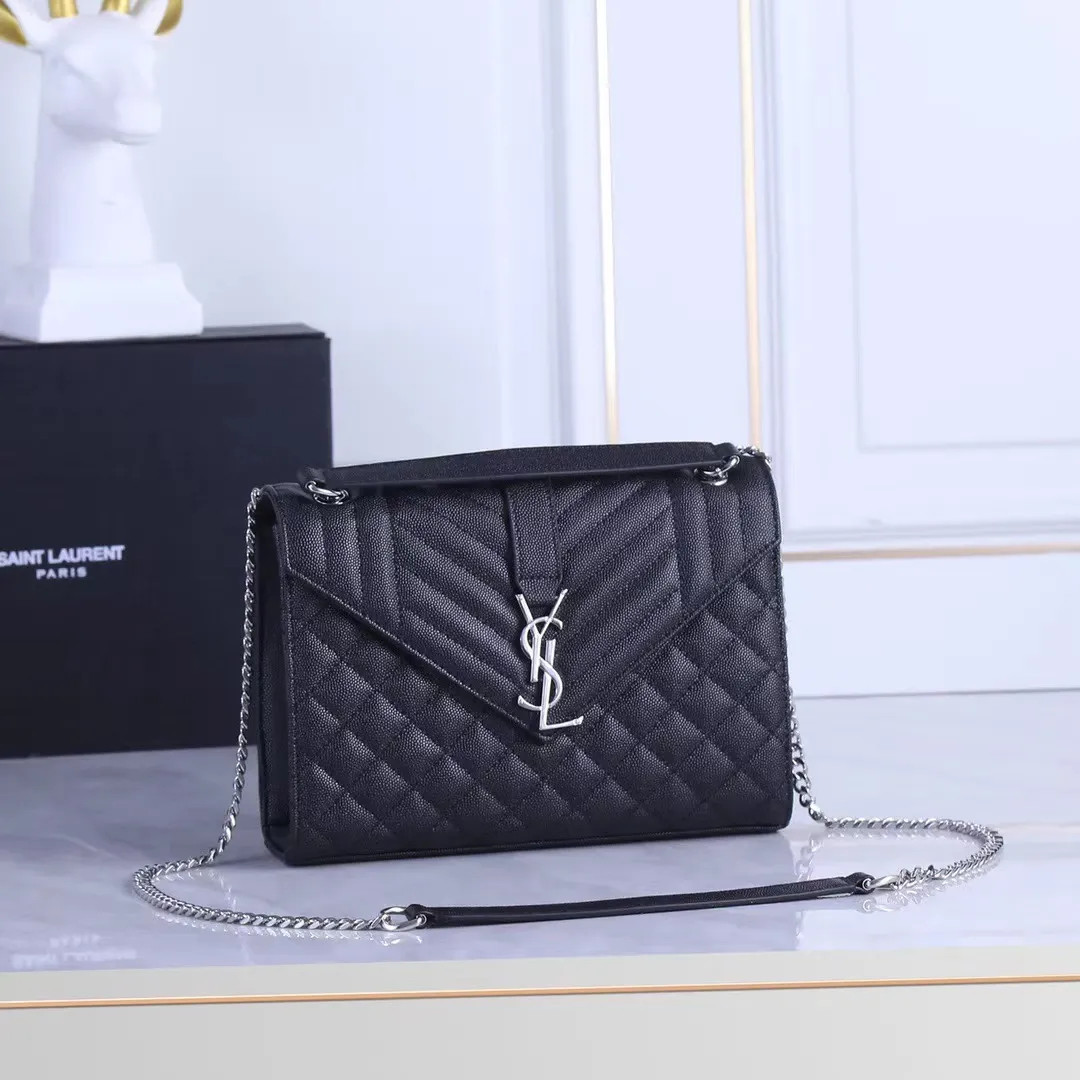 High quality designer women's shoulder bag V-shaped tongue chain handbag Twill Epi leather messen... | DHGate