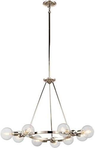 Kichler 42474PN Garim Chandelier, 9 Light Incandescent 360 Total Watts, Polished Nickel | Amazon (US)