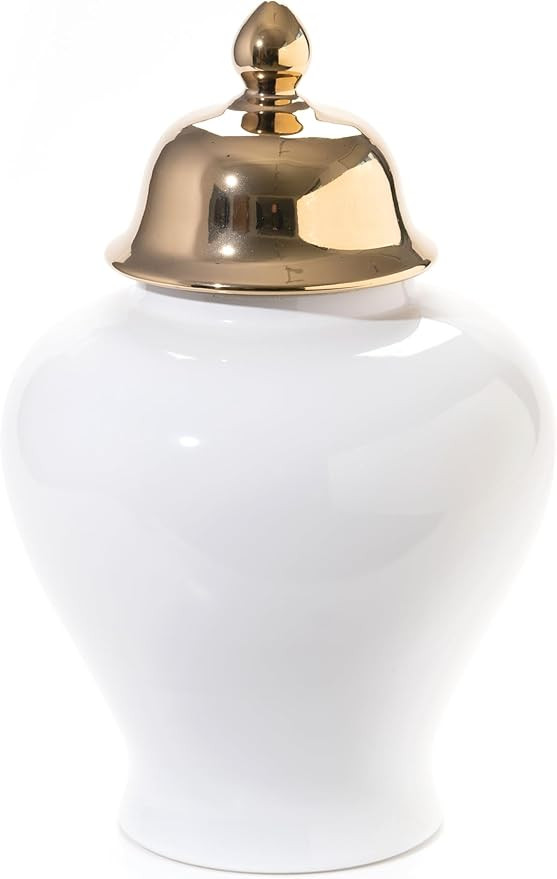 Ginger Jar,White Ginger Jar with Gold Trim,Ginger Jar Vase Decor, Ceramic Decorative Jars for Hom... | Amazon (US)
