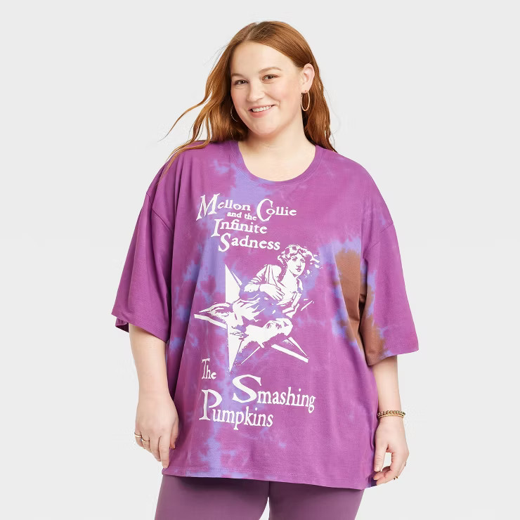 Women's Smashing Pumpkins Short Sleeve Oversized Graphic T-Shirt | Target