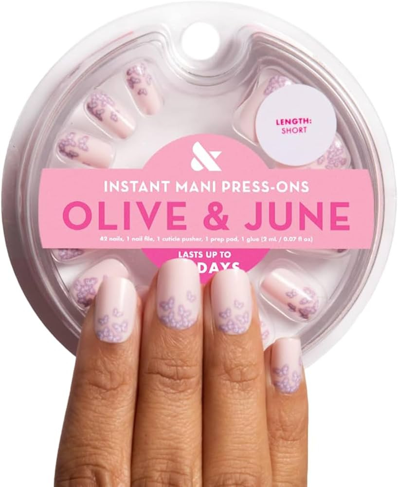 Olive & June Instant Mani Press On Nails (Glue) | 42 Fake Nails, 21 Sizes | Non-Toxic, Long-Lasti... | Amazon (US)
