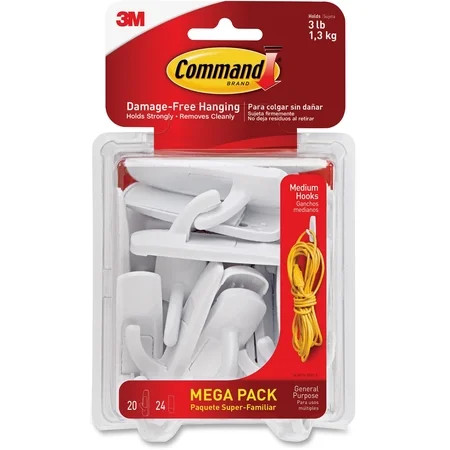 Command Medium Utility Hook Mega Pack, White, 20 / Pack (Quantity) | Walmart (US)