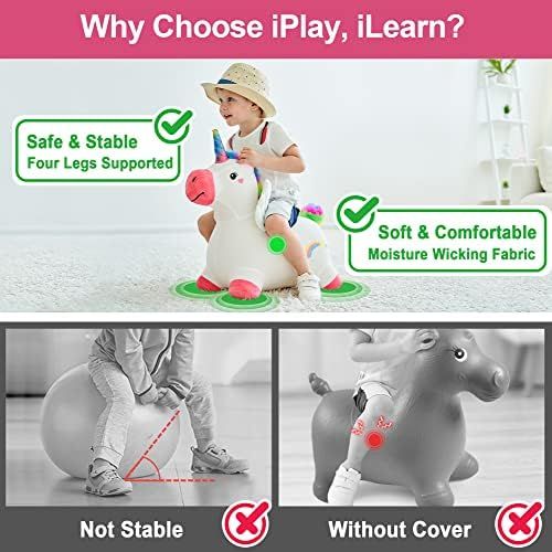 Amazon.com: iPlay, iLearn Bouncy Pals Unicorn Bouncy Horses, Toddler Girl Bouncing Animal Hopper,... | Amazon (US)