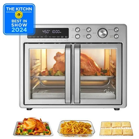 Midea Flexify™ Double French Door Toaster Oven Air Fryer Combo, 26.4 Qt, 10 Presets, Pizza Oven, Stainless Steel | Walmart (US)