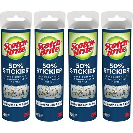 Scotch-Brite 50% Stickier Large Surface Roller Refill Works Great On Pet Hair 4 Refills 60 Sheets Pe | Walmart (US)