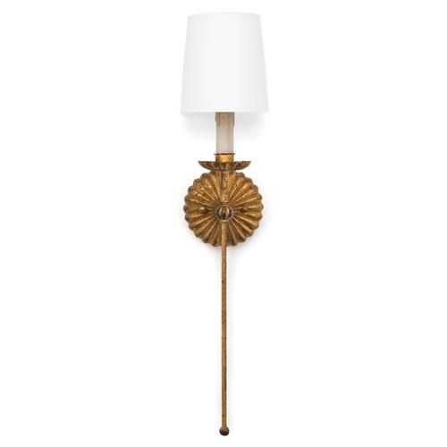 Regina Andrew Clove French Country Antique Gold Leaf Stem Single Sconce | Kathy Kuo Home