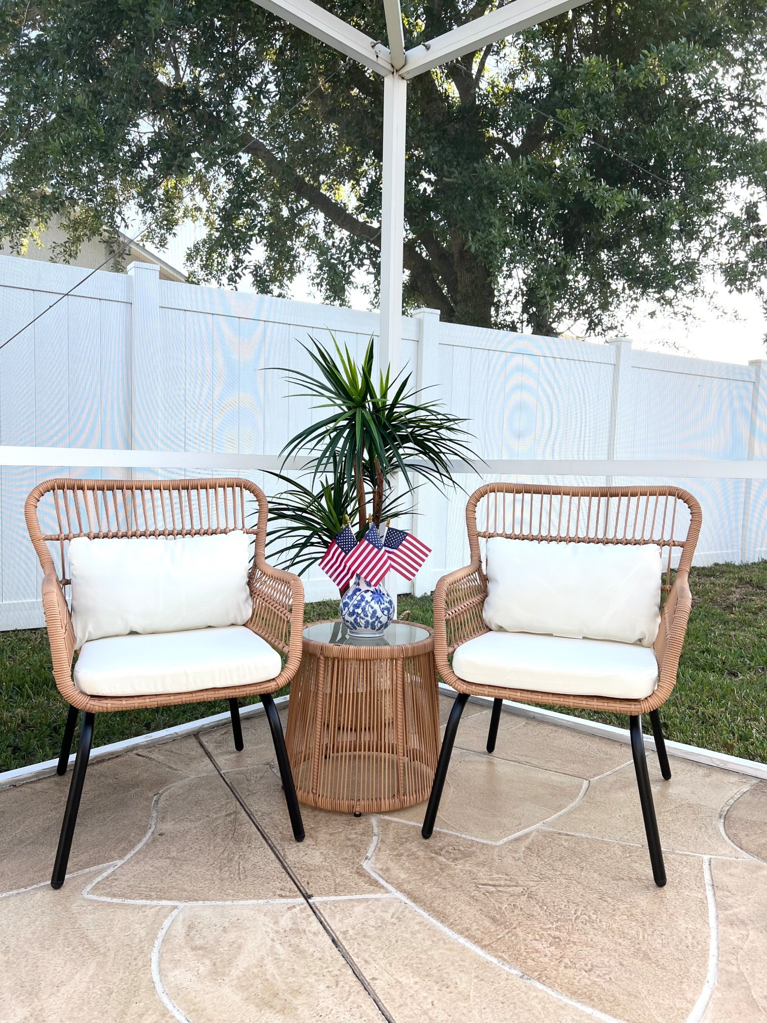 🙌🏼WAYFAIR OUTDOOR PATIO FURNITURE: #ad Looking to refresh your space or add extra seating options to your patio this spring and summer? #wayfair #wayfairfurniture @Wayfair 

🙌🏼This outdoor wicker 3-piece bistro set includes 2 patio chairs and a matching table with a tempered glass top. All-weather patio conversation set made from rust and water-resistant pe rattan and powder-coated steel. Outdoor wicker patio furniture set with table & cushions offers you a quiet, cozy space outdoors. Outdoor rattan patio sectional furniture set for any garden, patio, front porch, backyard, pool, or deck. Color: Beige/Yellow

Features:
👉🏼Powder-coated steel frames and PE wicker are rustproof and weather-resistant for long-term use
👉🏼Each seat holds up to 330 lbs; table supports up to 90 lbs
👉🏼Anti-slip foot pads protect floors and add stability
👉🏼Thick sponge cushions offer comfort and support
👉🏼Zippered covers are easy to remove and clean
👉🏼Extended backrest provides full back support
👉🏼Round tempered glass table resists spills and is easy to clean

#wayfairhome #wayfairfinds #pooldeck #patio #patiofurniture

#LTKHome #LTKSeasonal #LTKmomlife