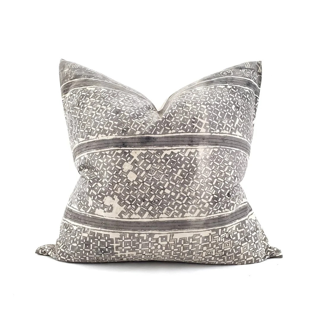 Hmong pillow, 24" charcoal batik print hmong cotton pillow | Etsy (US)