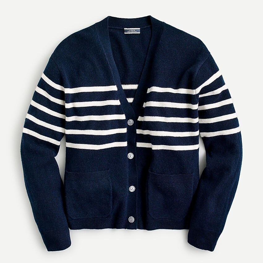 Relaxed-fit cashmere cardigan sweater in stripe | J. Crew US