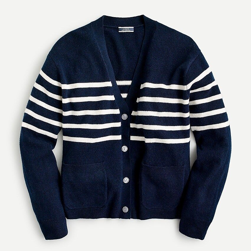 Relaxed-fit cashmere cardigan sweater in stripe | J.Crew US