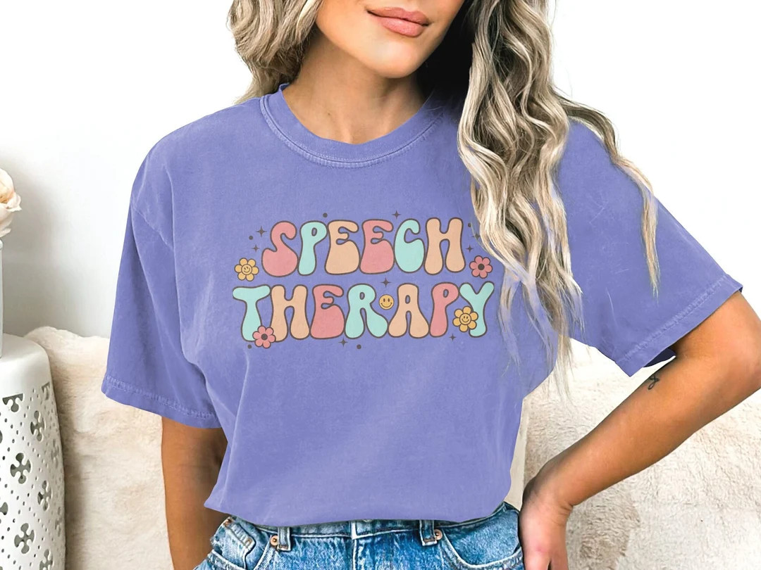Speech Therapy Comfort Colors® Shirt, Retro Speech Therapist Shirt, Therapist Tee Speech Patholo... | Etsy (US)